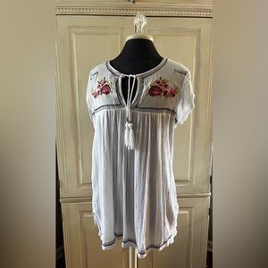 Love Peace & Lazy Days White Embroidered Top Size XL